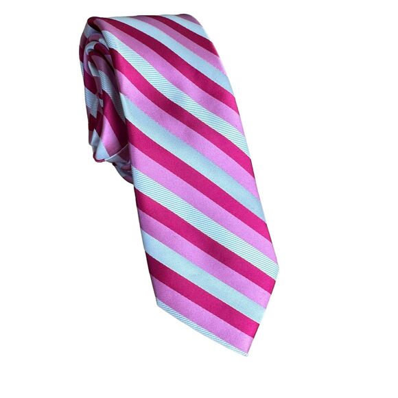 j. ferrar pink candy dapper stripe Neck tie - Picture 1 of 3